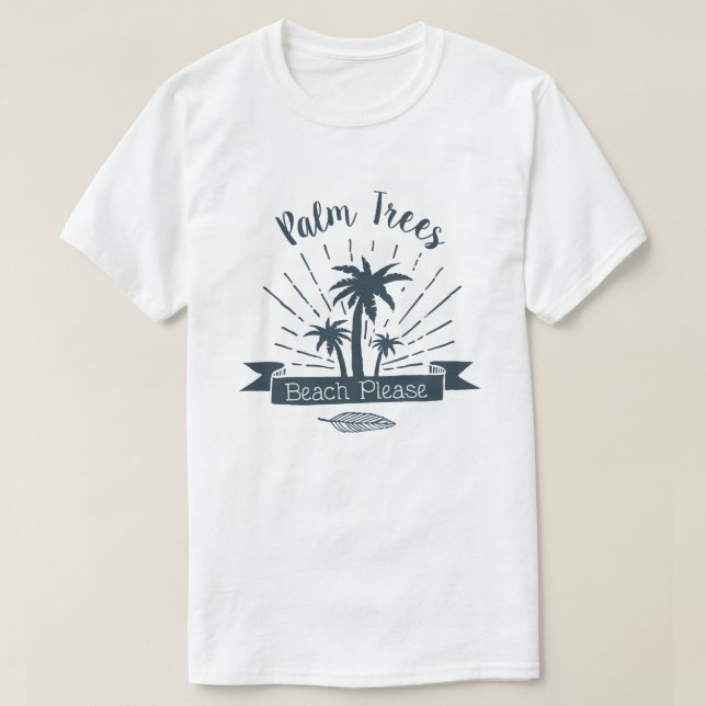 Handflatan Träd Beach, sommar T Shirt (Design framsida)