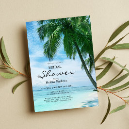 Handflatan Träd Beach Tropical Bröllop Möhippa Inbjudningar