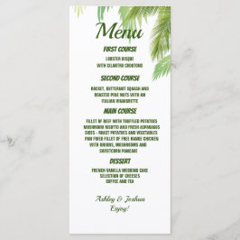 Handflatan Träd Beach Wedding Menu Meny