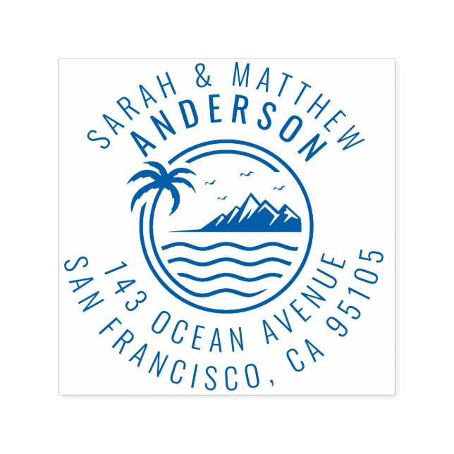 Handflatan Träd, bergsberget och det havskräftade  Självfärgande Stämpel (Design)