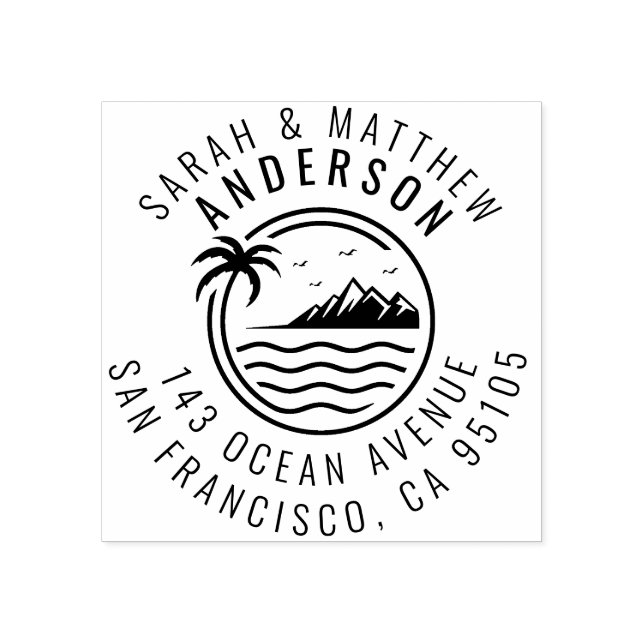 Handflatan Träd, bergsberget och det havskräftade  Stämpel (Tryck)