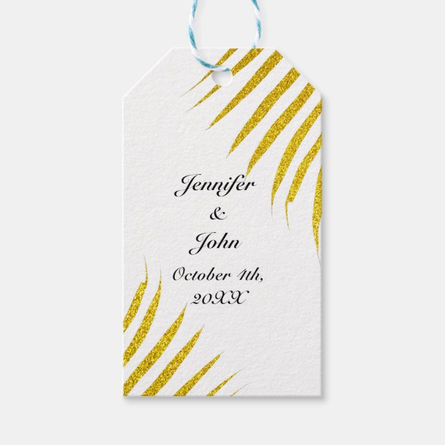 Handflatan, Träd, bläckstråle Guld Glitter, vit cu Presentetikett (Framsidan)