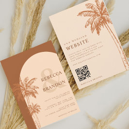 Handflatan Träd Boho Beach Terracotta QR-koden Brö Inbjudningar