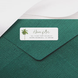 Handflatan Träd Boho Tropical Calligraphy Returadr Returadress Etikett