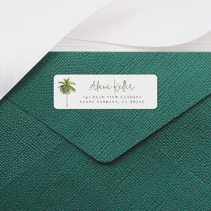 Handflatan Träd Boho Tropical Calligraphy Returadr Returadress Etikett