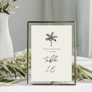 Handflatan Träd-Bordsnumret, minimalistiskt Tropis Bordsnummer