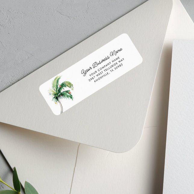 Handflatan Träd Business God Returadress Etikett (Palm Tree Script Business Return Address Label)