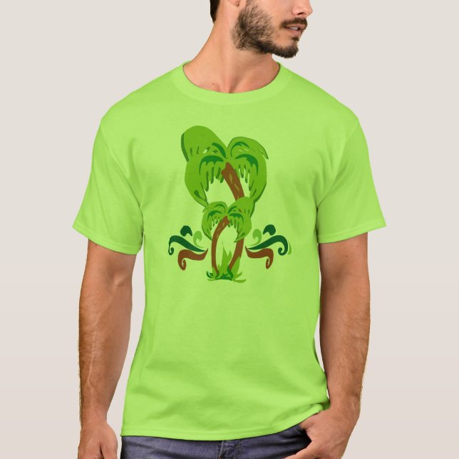 Handflatan Träd Cute Art Beach Lifestyle Roligt T-shirt (Framsida)
