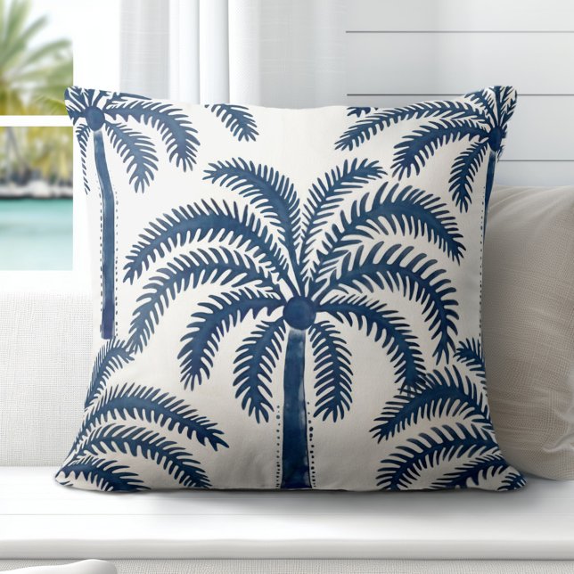 Handflatan Träd Dekorativ kudde (Elevate Your Décor: Discover our Elegant Coastal Throw Pillows in Blue & White)