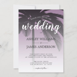 Handflatan Träd Dusty Lavender Beach Wedding Inbjudningar