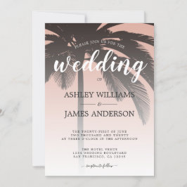Handflatan Träd Dusty Rosa Beach Wedding Inbjudningar