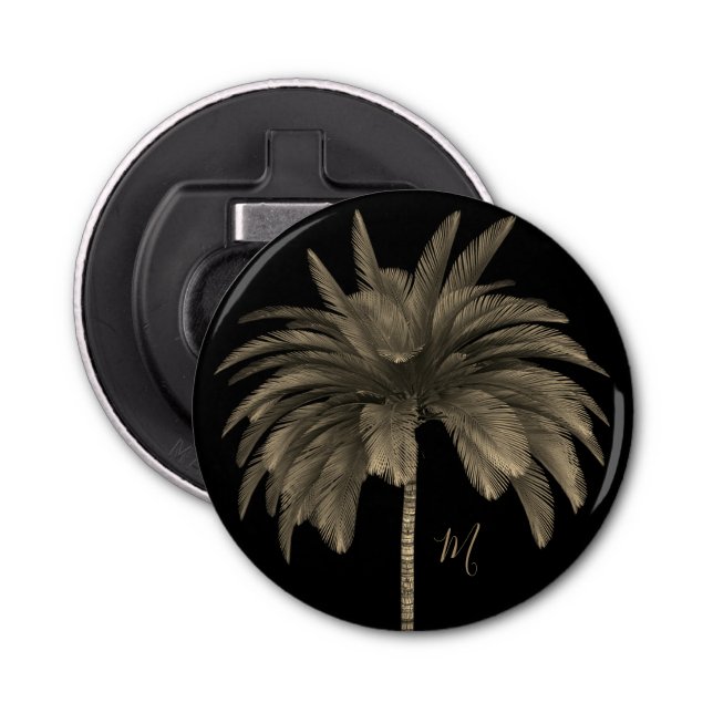 Handflatan Träd Elegant Retro Chic Black Flasköppnare (Framsidan)