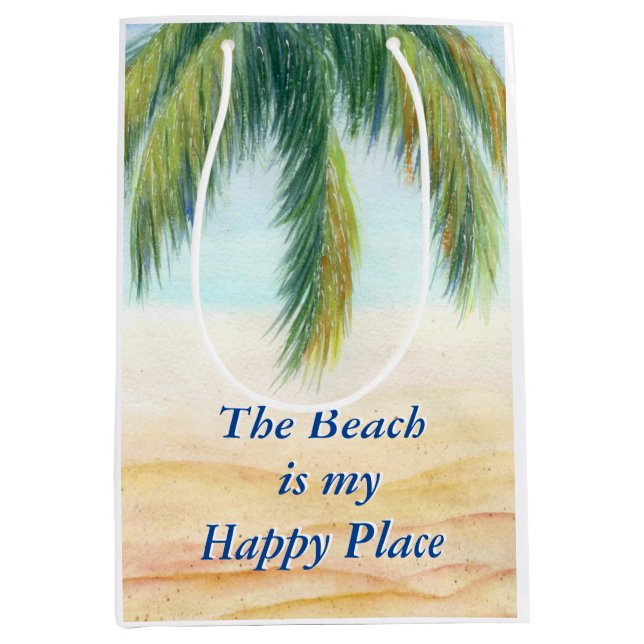 Handflatan träd en soldag på stranden (Framsidan)