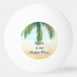 Handflatan träd en soldag på stranden pingisboll