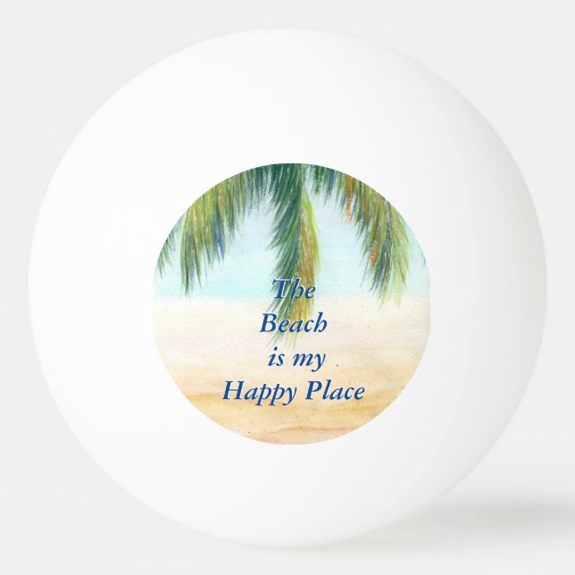 Handflatan träd en soldag på stranden pingisboll (Framsidan)