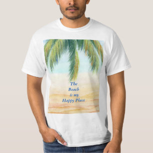 Handflatan träd en soldag på stranden t shirt