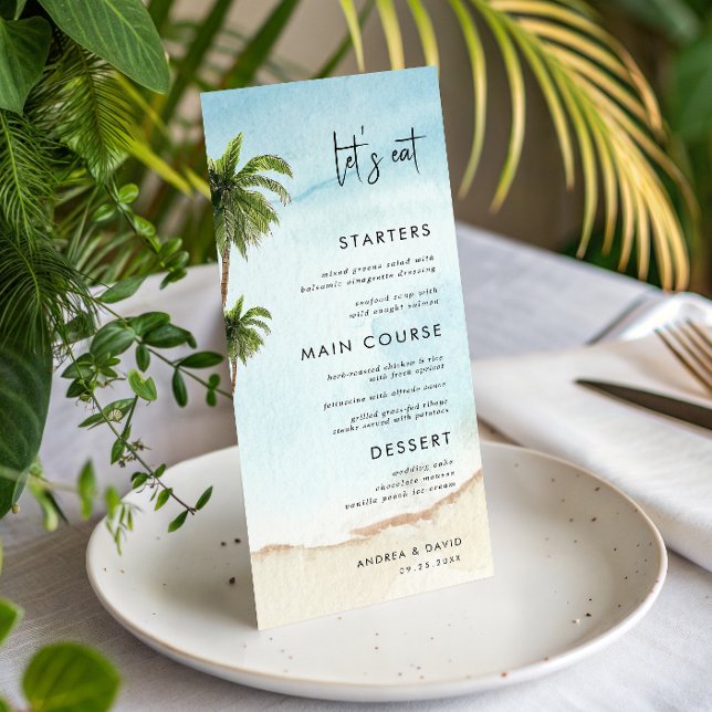 Handflatan Träd Exotic Tropical Beach Låt oss Eat  Meny (Skapare uppladdad)