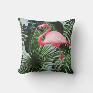 Handflatan Träd Flamingo Tropical Cushion Blue Kudde