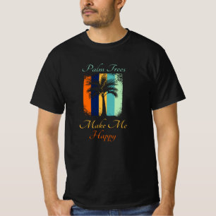 Handflatan Träd gör mig till Lycklig - Retro, so T Shirt