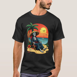 Handflatan Träd Hawaii Skeleton på Beach Summerwee T Shirt