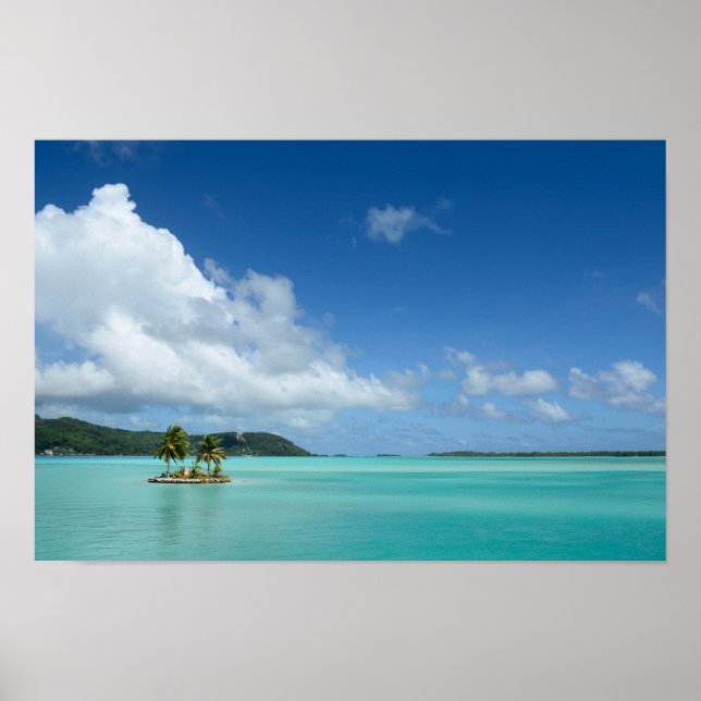 Handflatan träd i Bora Bora-lagunen poster utskrif (Framsidan)