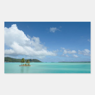 Handflatan träd i Bora Bora-lagunens rektangulära Rektangulärt Klistermärke