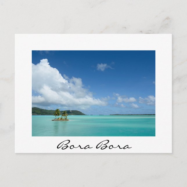 Handflatan träd i Bora Bora-lagunens vita vykort (Framsida)