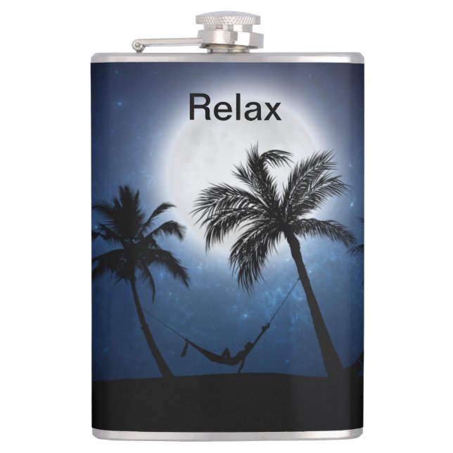 Handflatan träd i månljuset fickplunta (Framsidan)