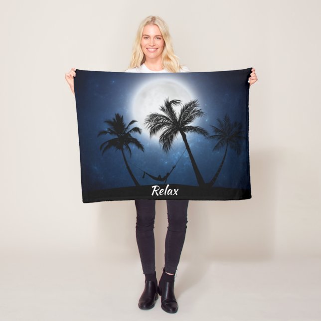 Handflatan träd i månljuset fleecefilt (På plats)