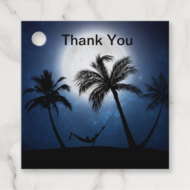 Handflatan träd i månljuset gåvor etiketter (Framsida)