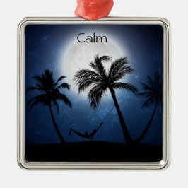 Handflatan träd i månljuset julgransprydnad metall