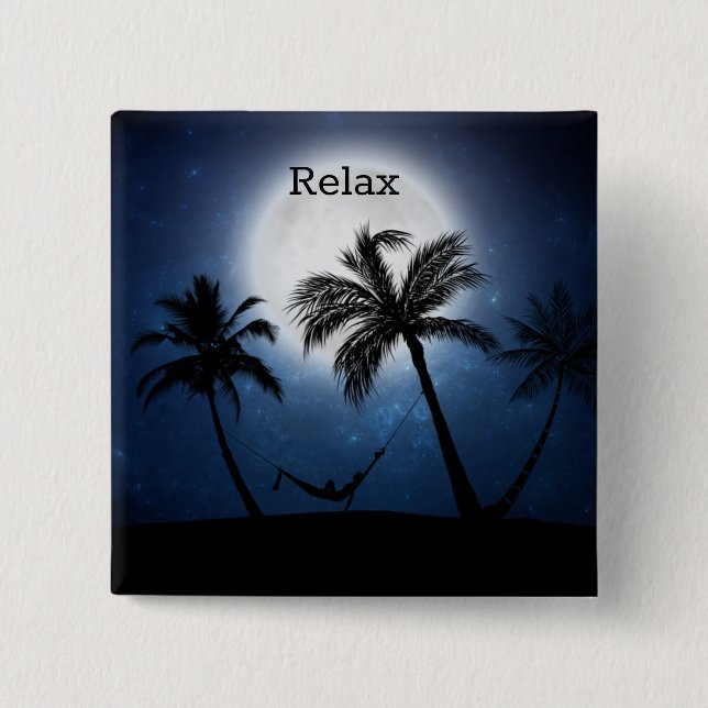 Handflatan träd i månljuset knapp (Framsida)