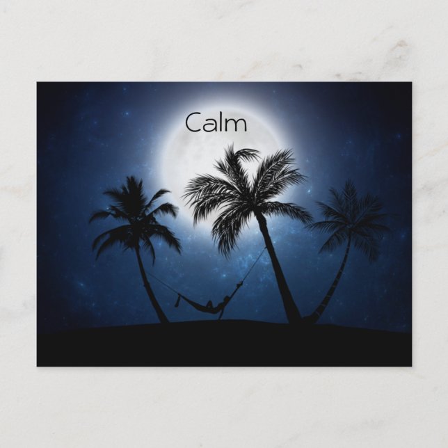 Handflatan träd i månljuset vykort (Framsida)