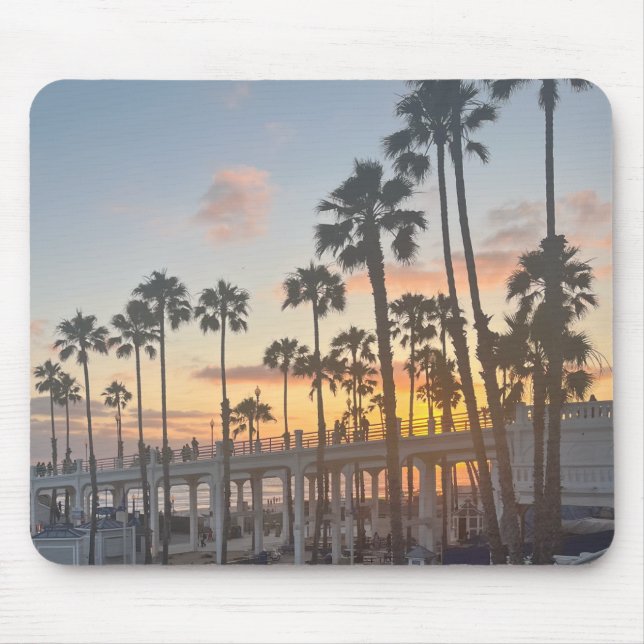Handflatan Träd i Orange Sunset Oceanside Californ Musmatta (Framsidan)
