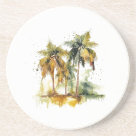 Handflatan träd i tropikar med grönt och gult underlägg