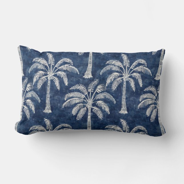 Handflatan Träd Indigo Blue Lumbar Pillow Lumbarkudde (Framsida)