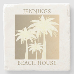 Handflatan Träd Kustnoshal Beige Sand Beach House  Stenunderlägg