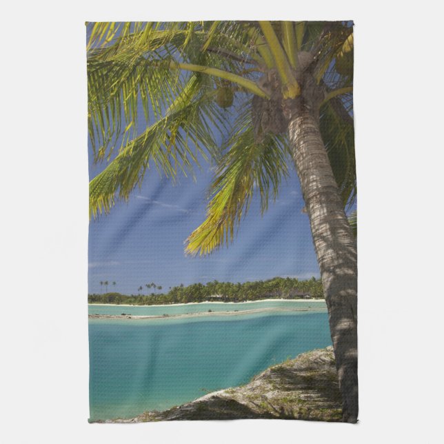 Handflatan träd & lagun, Musket Cove Island Resort Kökshandduk (Vertikal)