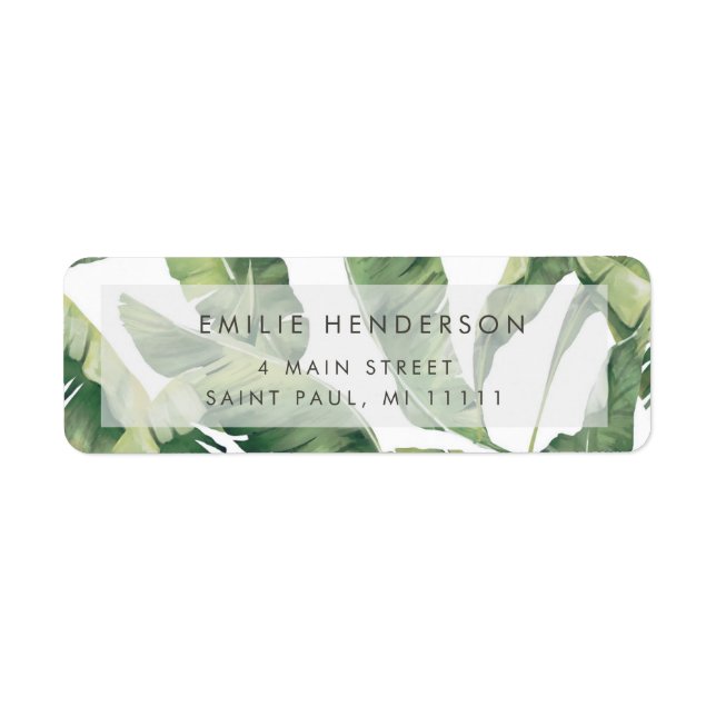 Handflatan Träd Lämnar Modern adressetikett för åt Returadress Etikett (Framsidan)