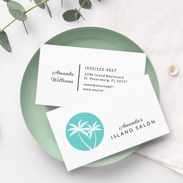 Handflatan Träd Logotyp Öars livsstil Visitkort (Skapare uppladdad)