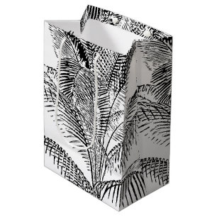 Handflatan Träd Löv Black & White Abstrakt Mönster