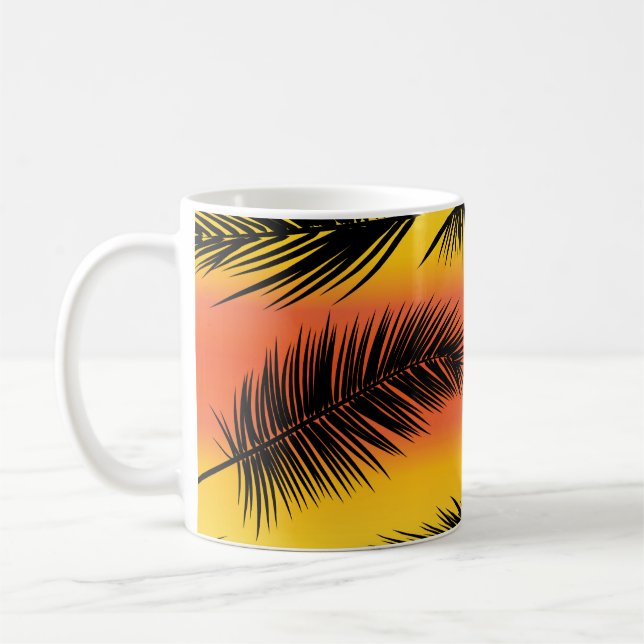 Handflatan träd löv: sömlöst mönster. kaffemugg (Vänster)