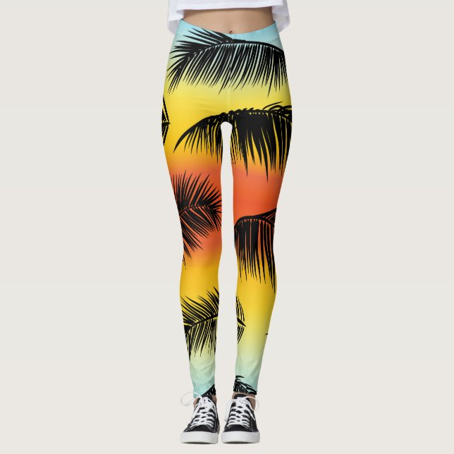 Handflatan träd löv: sömlöst mönster. leggings (Framsida)
