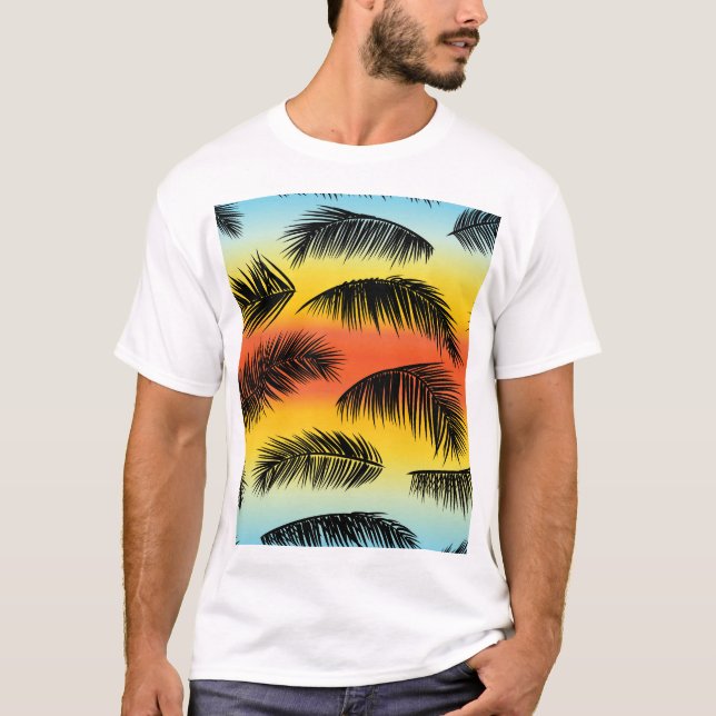 Handflatan träd löv: sömlöst mönster. t shirt (Framsida)