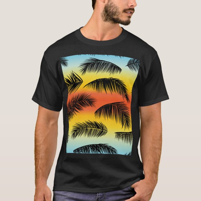 Handflatan träd löv: sömlöst mönster. t shirt (Framsida)