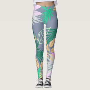 Handflatan Träd Löv Tropical Mönster Leggings