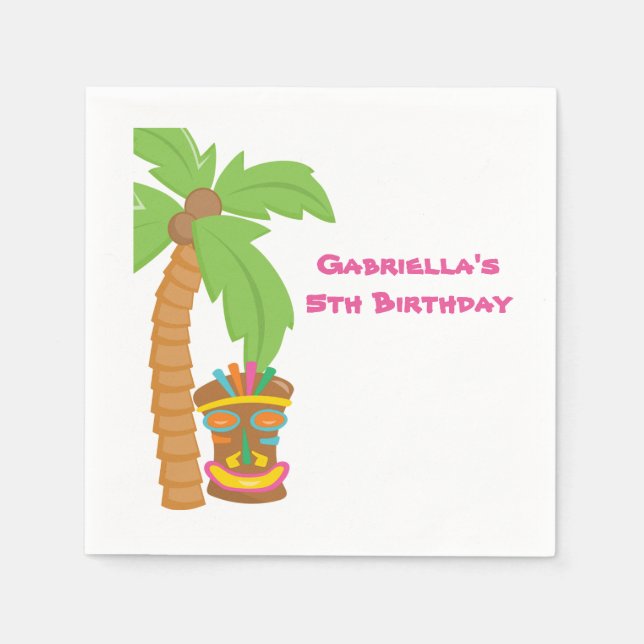 Handflatan Träd Luau med Tiki Napkin Pappersservett (Framsidan)