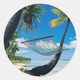 Handflatan Träd med Hammock Runt Klistermärke