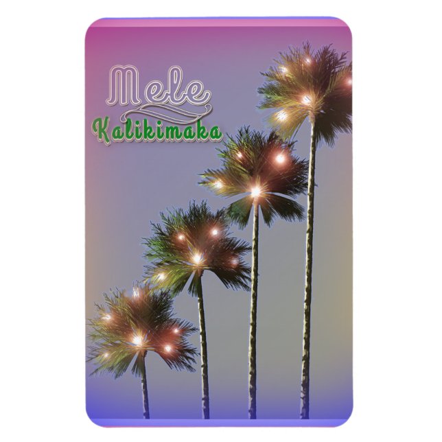 Handflatan Träd med Ljus Mele Kalikimaka Magnet (Vertikal)