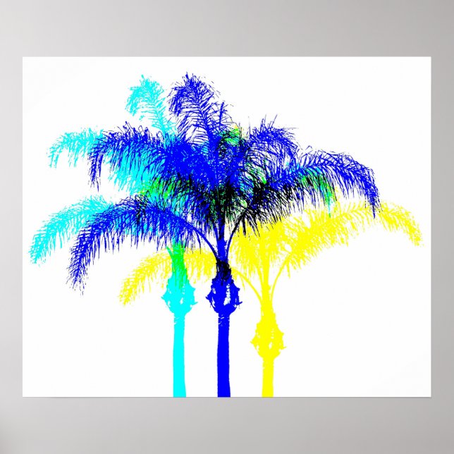 Handflatan Träd Miami Stil Art Poster (Framsidan)